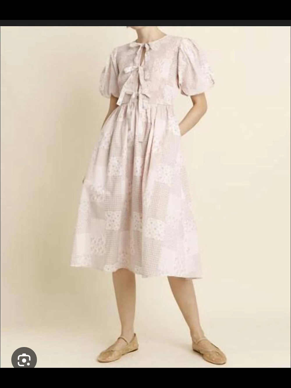Patchwork Tie Front Midi Dress